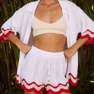 Billie Short - White / Red - Runaway The Label - Size Small